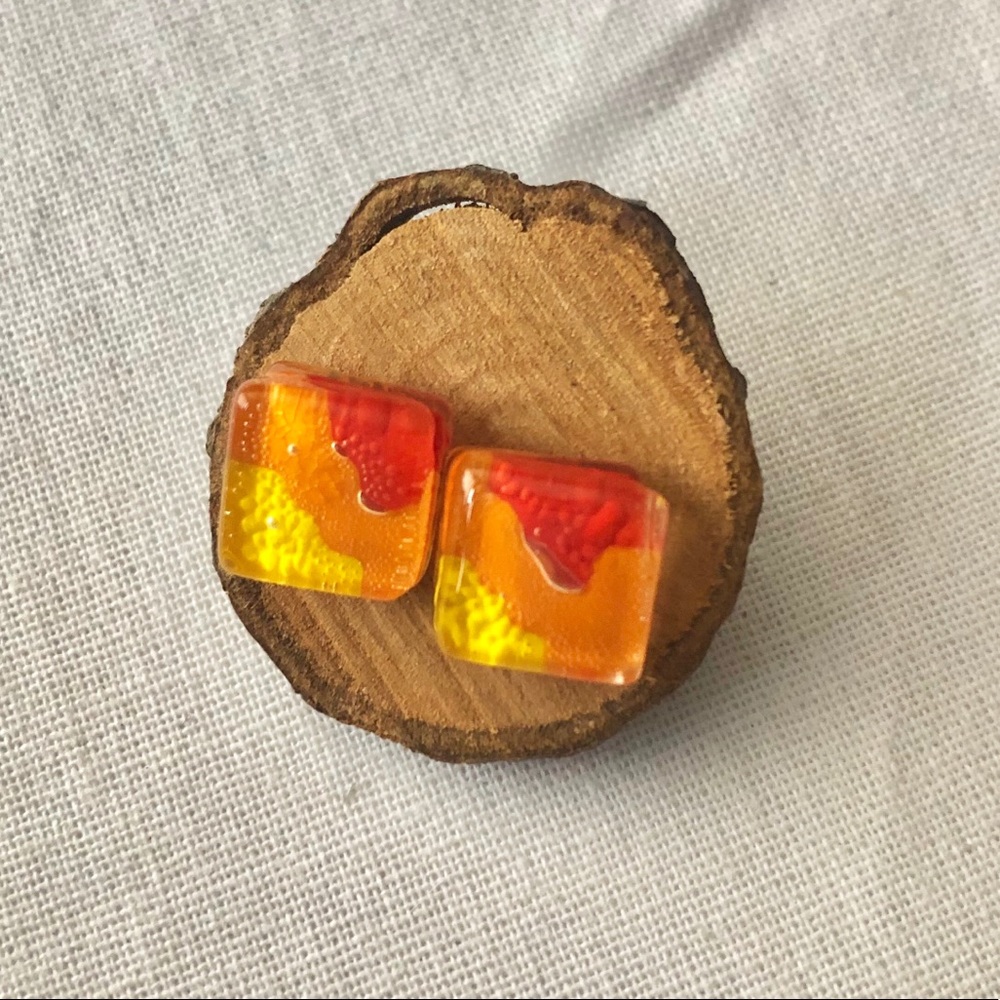 Vintage glass multi color southwest earrings